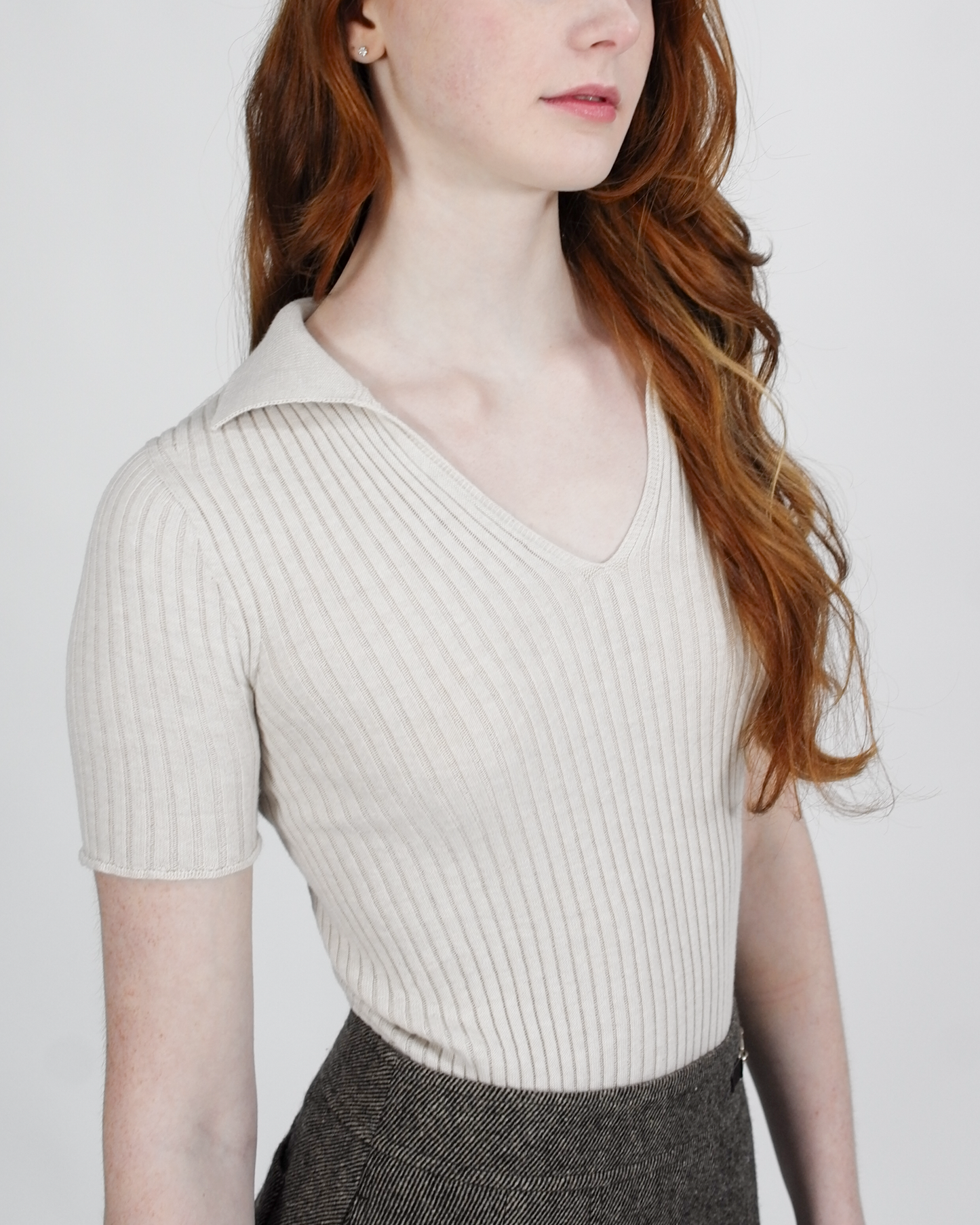 Corinne knit polo - Almond