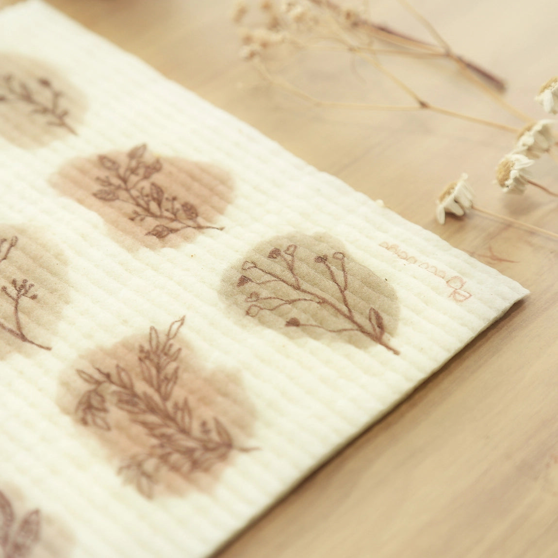 Brown Botanical Swedish Sponge Cloth