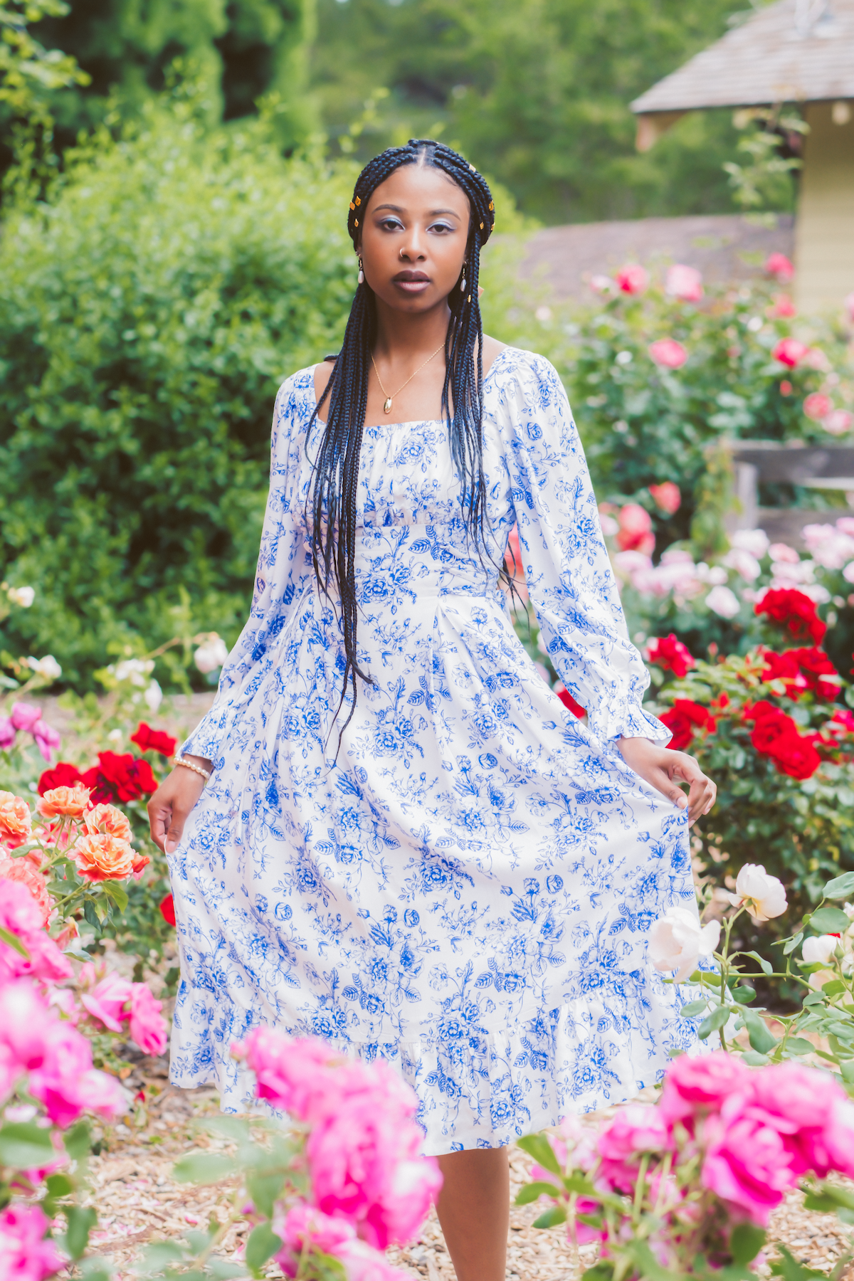 The Clarice Dress in Chinoiserie