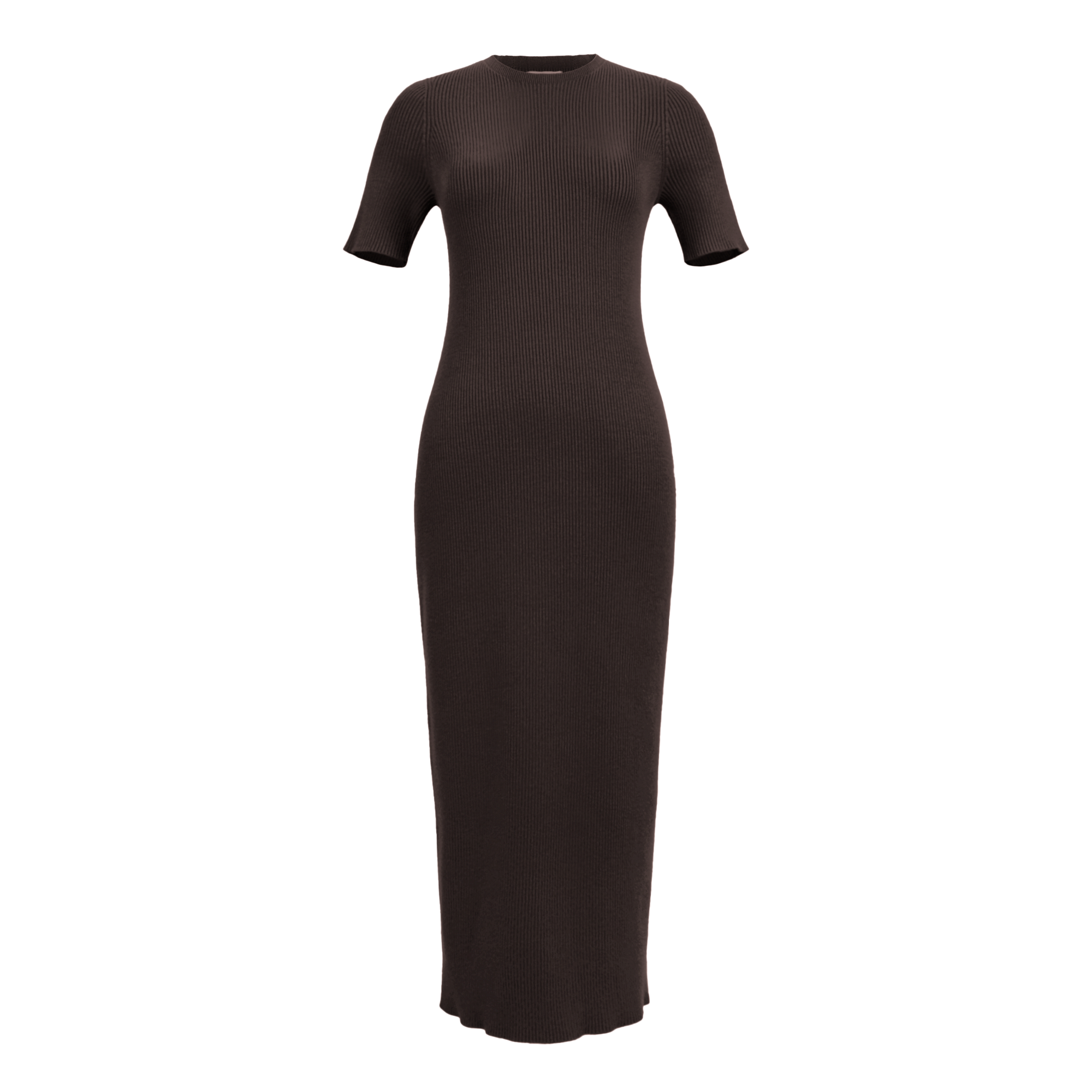 Ida stretch rib knit midi dress - Cacao Maison Mikumo Ida stretch rib knit midi dress - Cacao Maison Mikumo