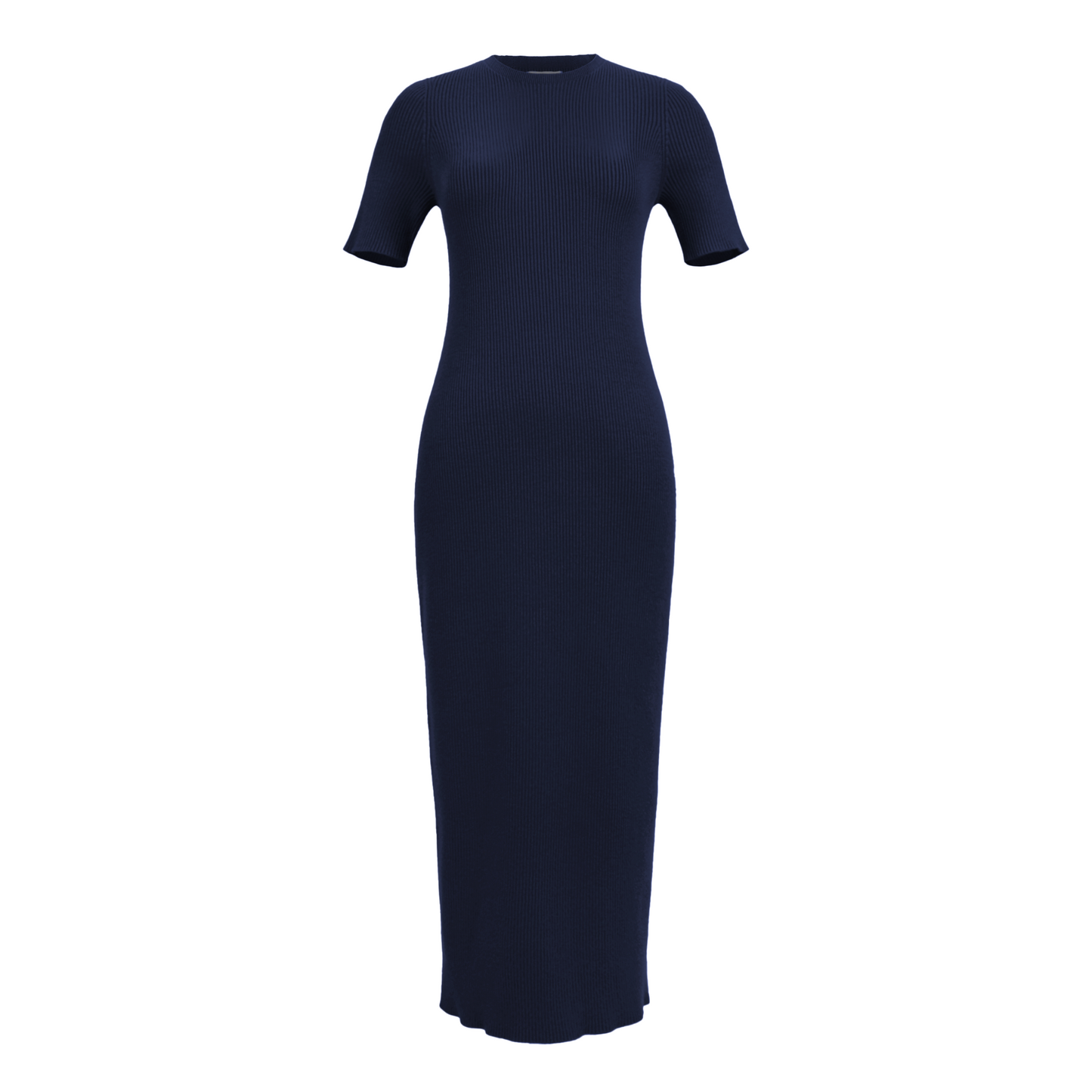 Ida stretch rib knit midi dress - Navy