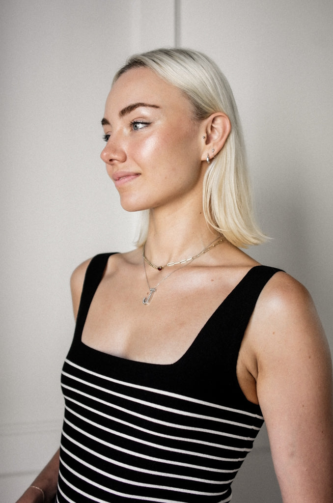 Marin Knit Tank - Black & White Stripe