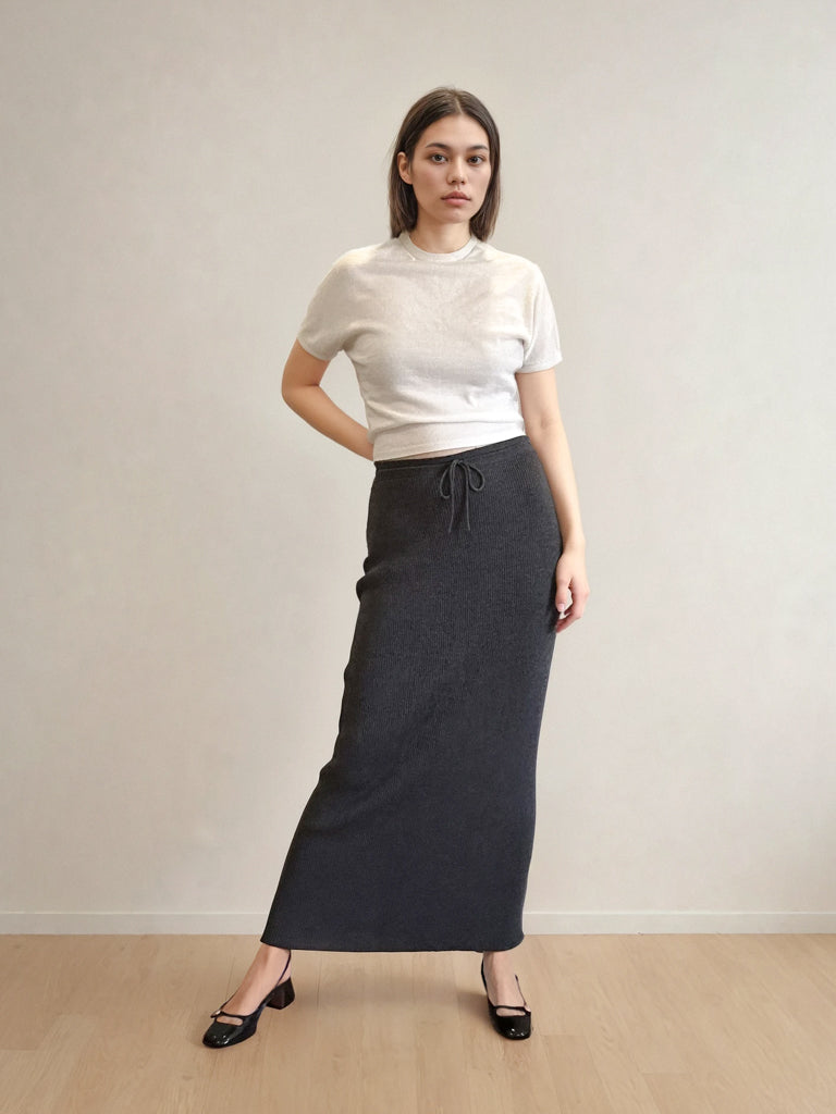 Lana Merino Wool Maxi Skirt - Graphite
