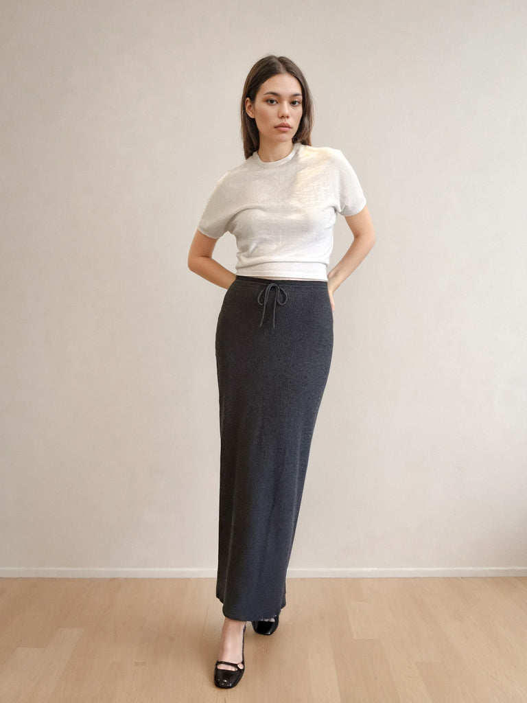 Lana Merino Wool Maxi Skirt - Graphite