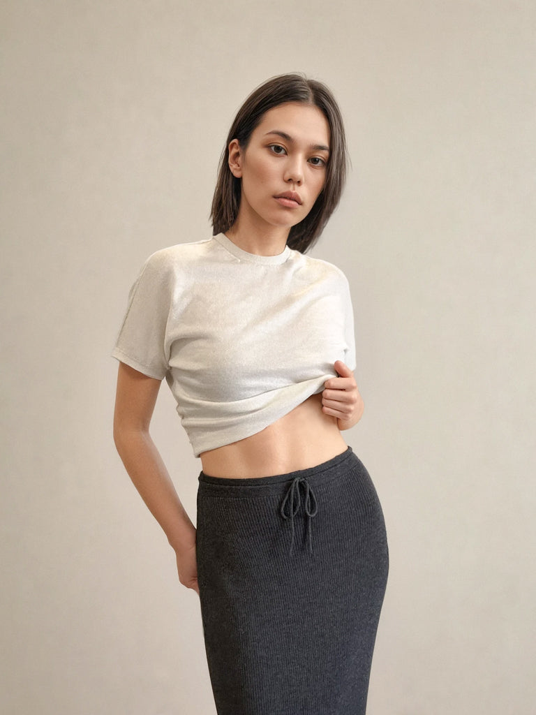 Lana Merino Wool Maxi Skirt - Graphite