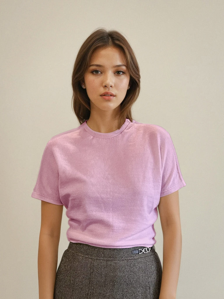 Mika Merino Cropped Tee - Sakura