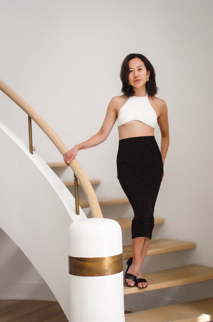 Gracie rib-knit pencil skirt - Black