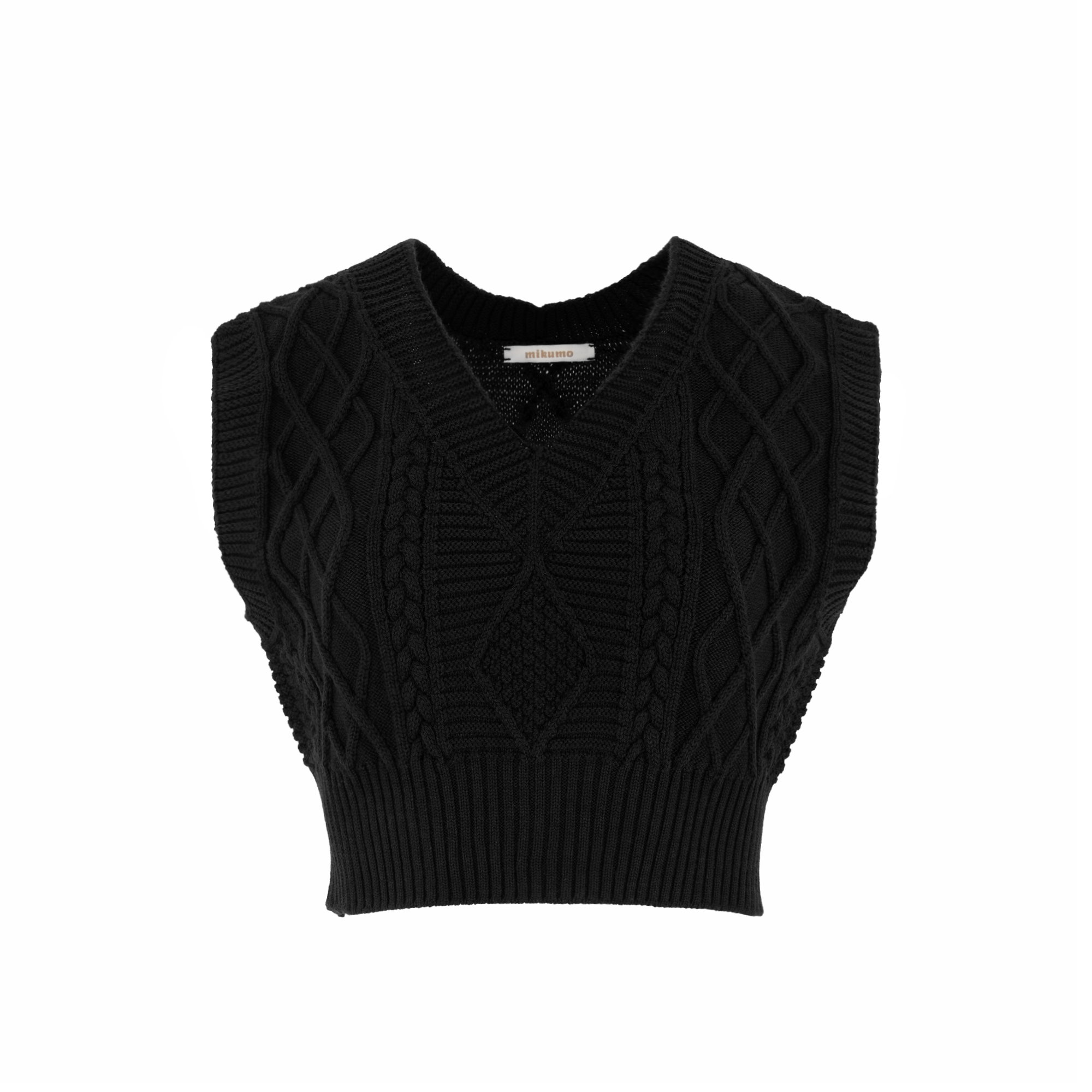 Girls Black Cable Knit Vest