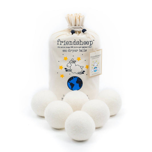 Friendsheep - Creamy White Eco Wool Dryer Balls: With Bag