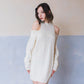 Aiko merino cold shoulder sweater dress - Ivory