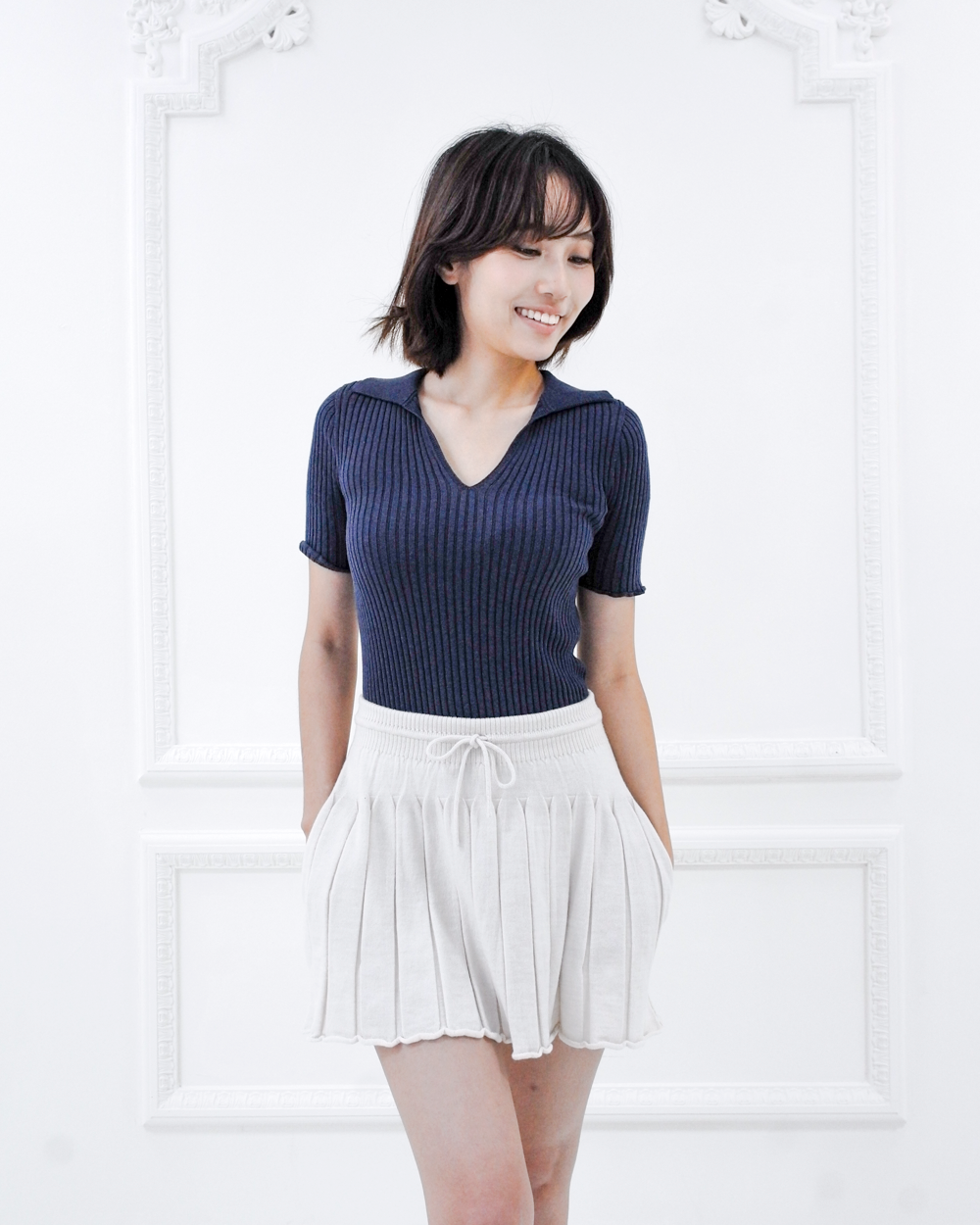 Caramell merino knit skort – Oatmeal