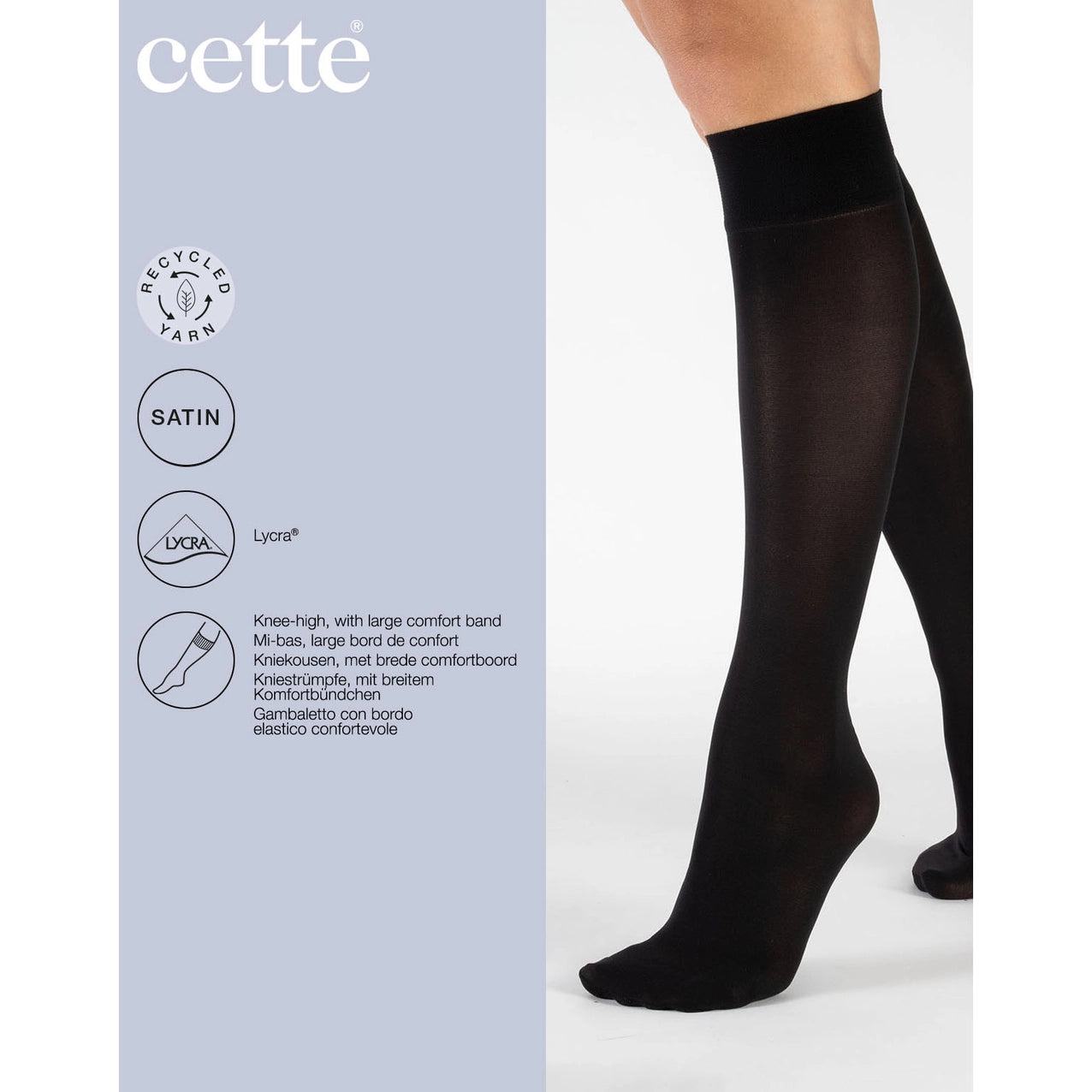 2 Pairs Opaque Recycled Knee-High Socks