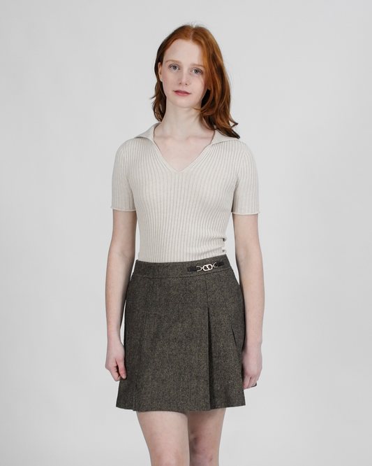 Corinne knit polo - Almond
