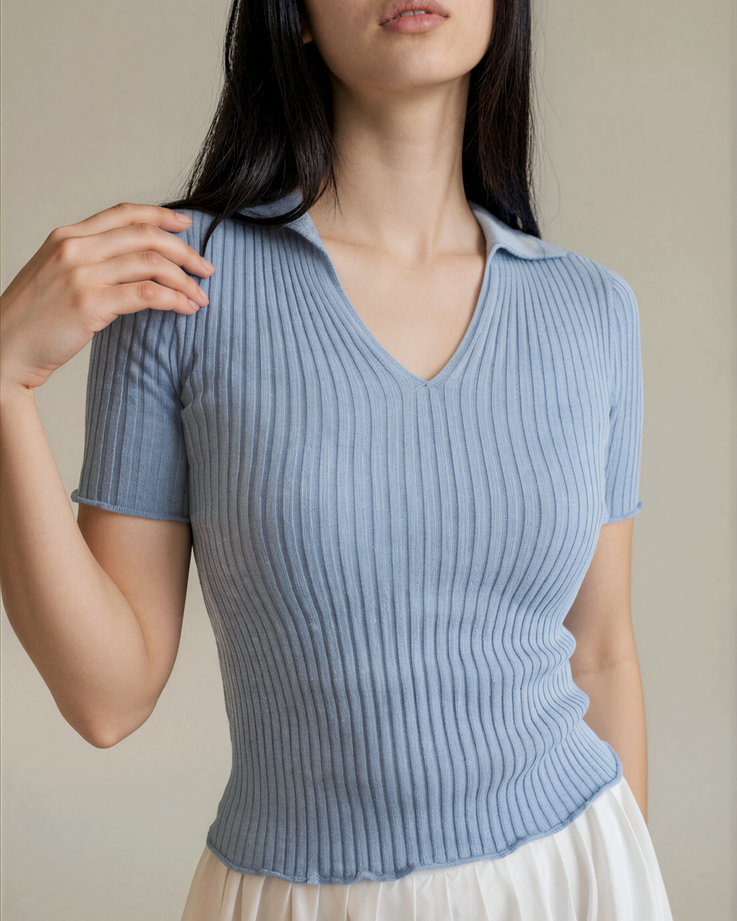 Corinne knit polo - Cielo