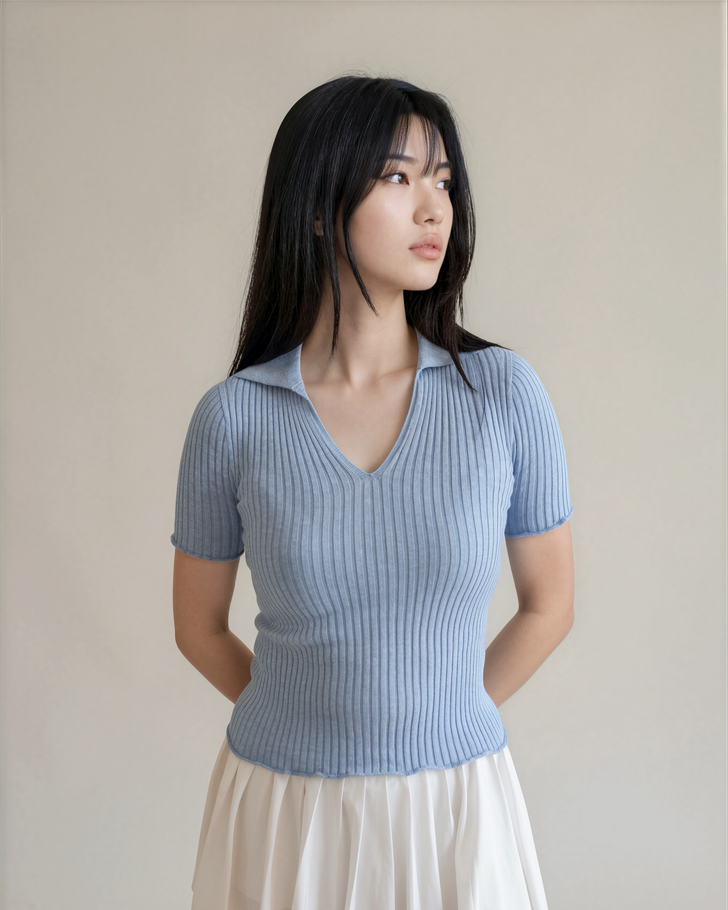 Corinne knit polo - Cielo
