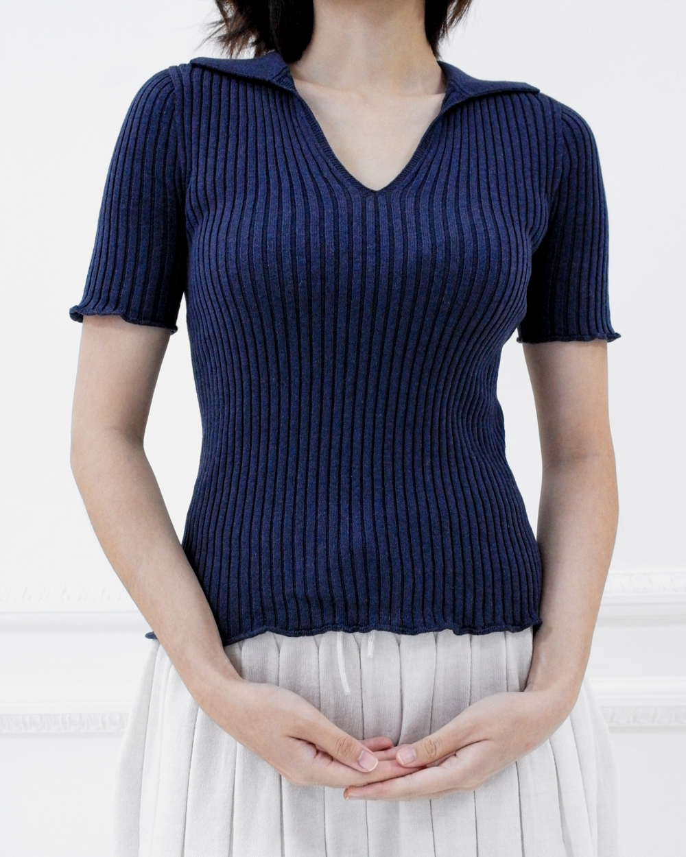 Corinne cotton knit polo - Sapphire