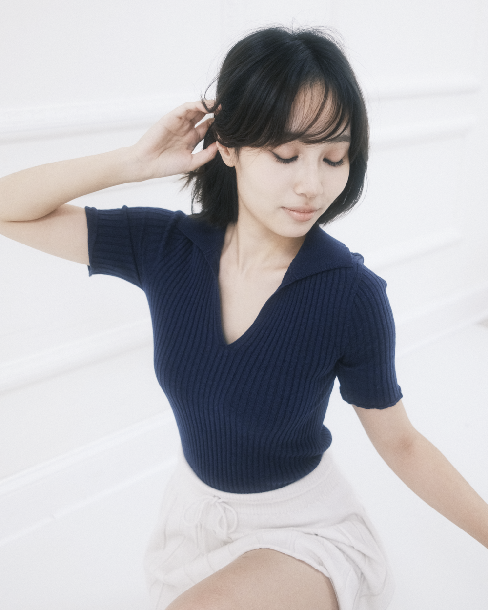 Corinne cotton knit polo - Sapphire