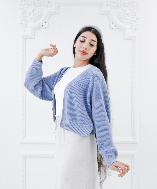 Cosette cotton cardigan - Cielo
