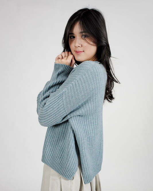 Etta Merino pullover sweater - Aqua
