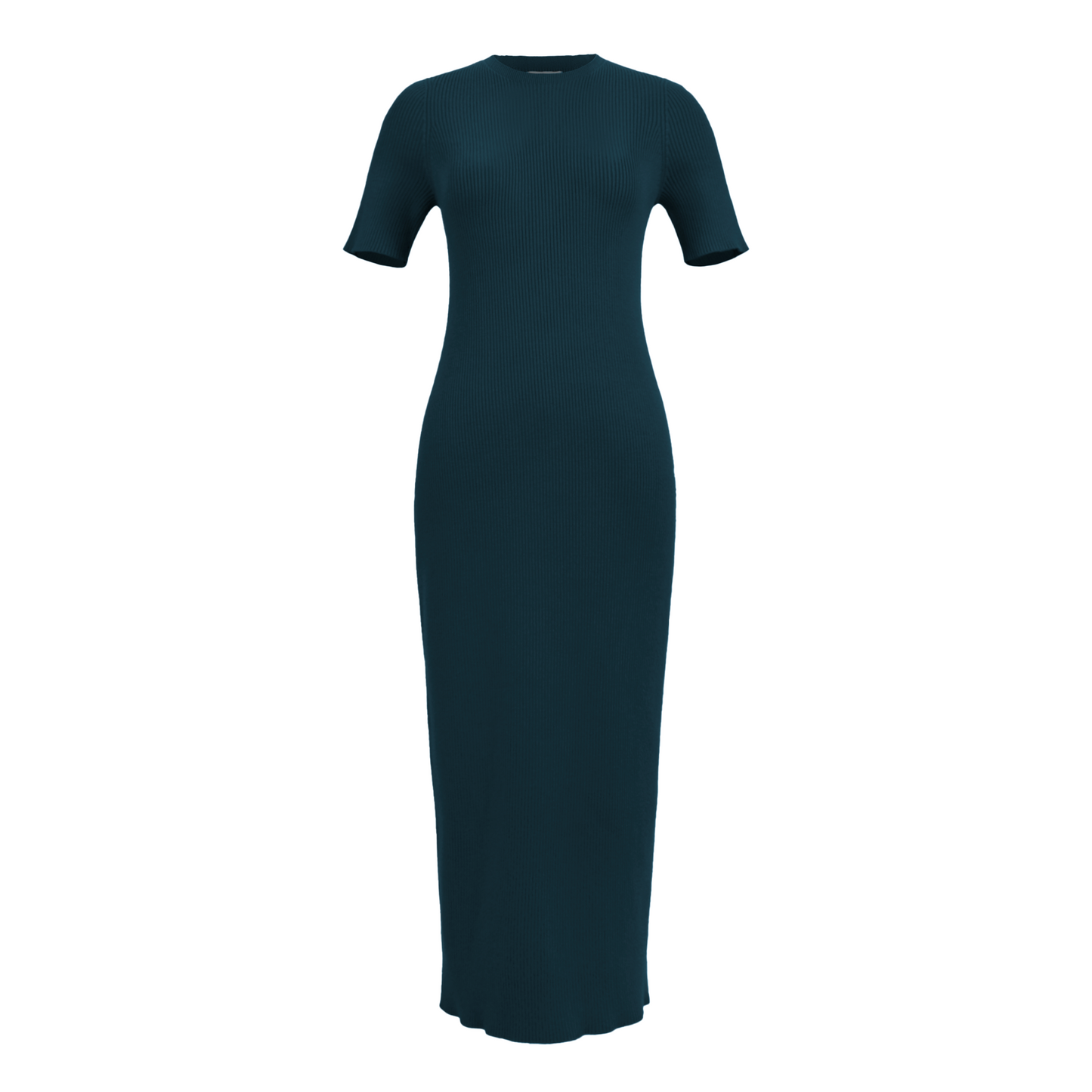 Ida stretch rib knit midi dress - Teal