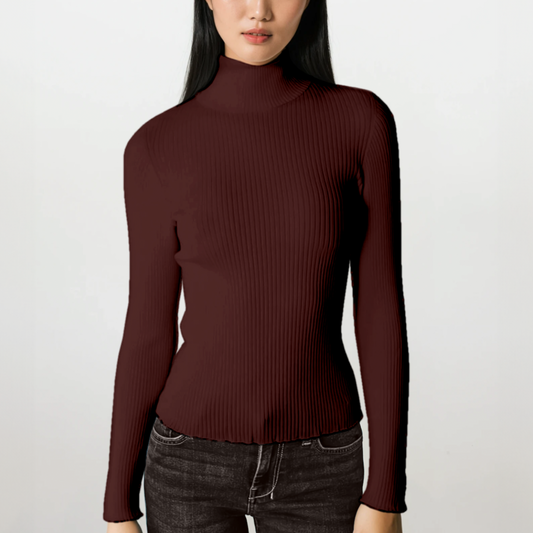Ines stretch Ecoviscose turtleneck - Oxblood