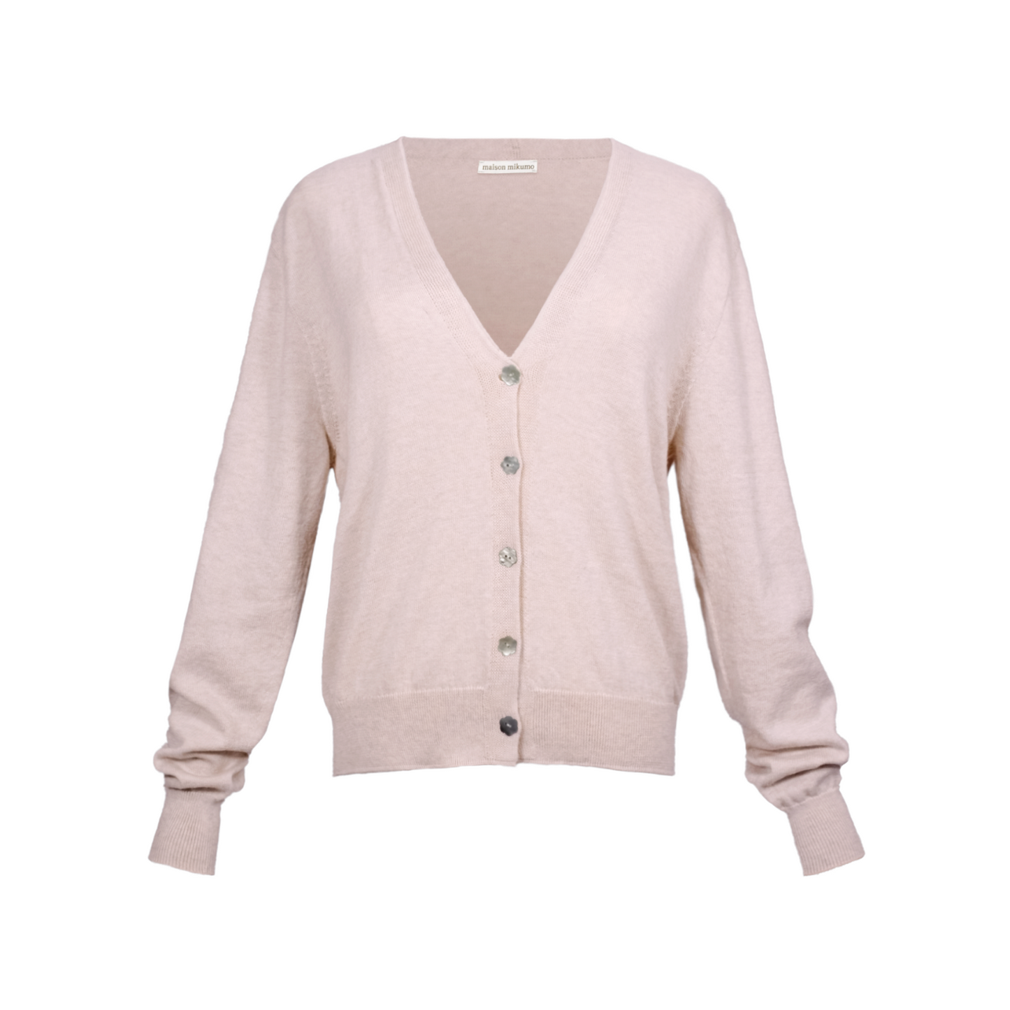 Beige pink cardigan on a white background