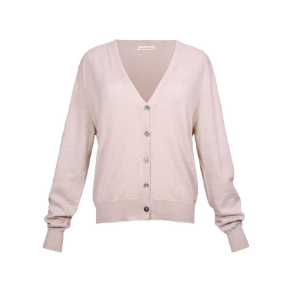 Beige pink cardigan on a white background