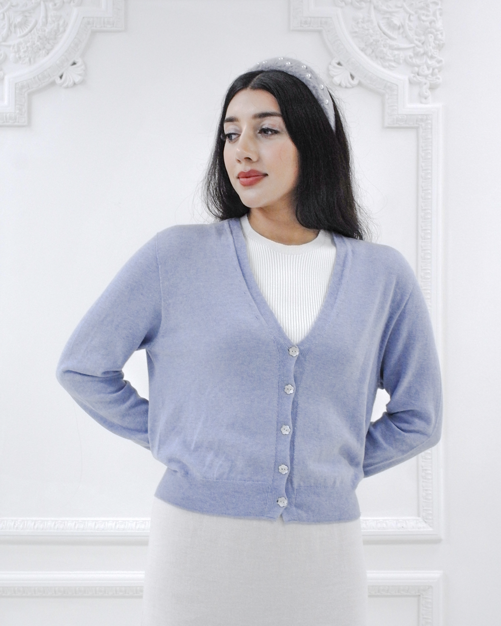 Jasmin 100% cotton cardigan - Cielo
