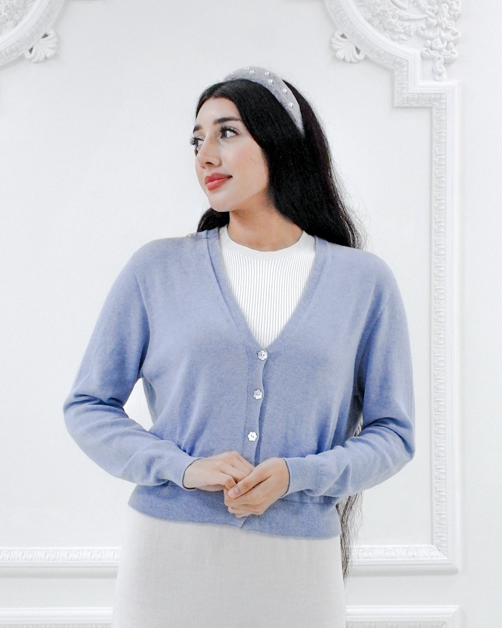 Jasmin 100% cotton cardigan - Cielo
