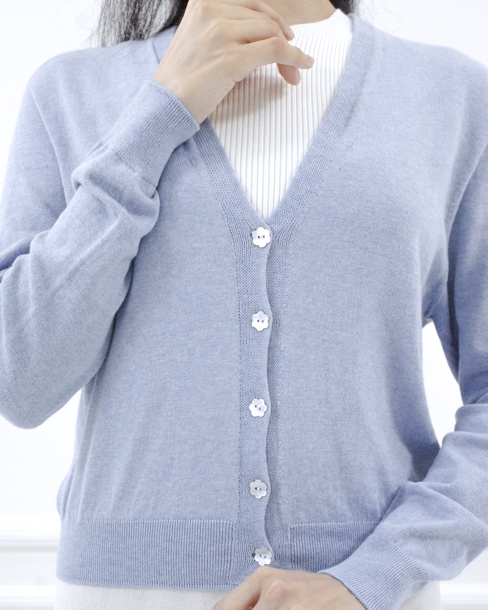 Jasmin 100% cotton cardigan - Cielo