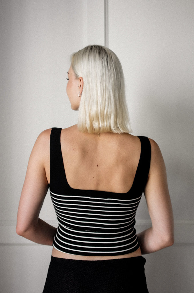 Marin Knit Tank - Black & White Stripe