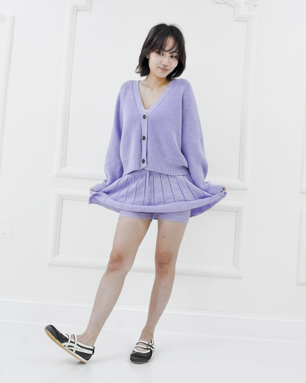 Caramell merino knit skort - Lavender