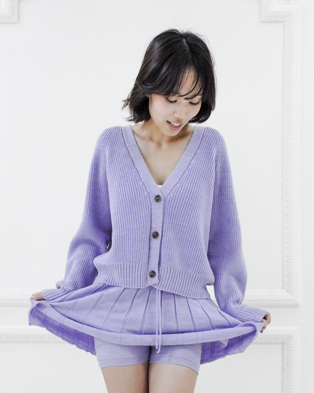Caramell merino knit skort - Lavender