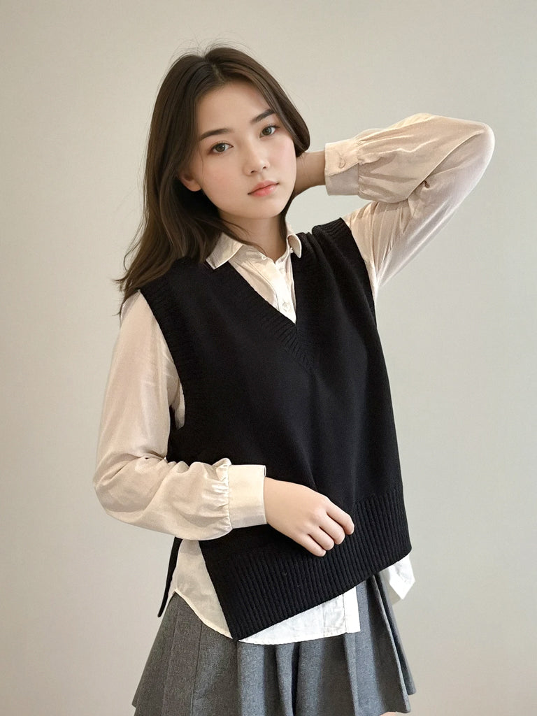 Lenore Merino Sweater Vest - Black