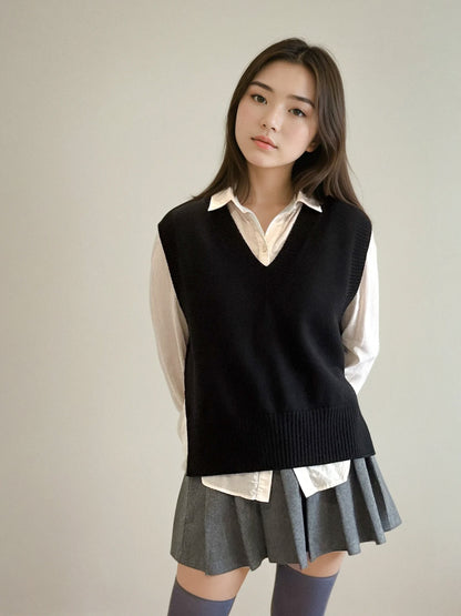 Lenore Merino Sweater Vest - Black