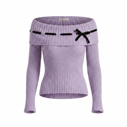 Lisette Merino off-shoulder top - Lavender