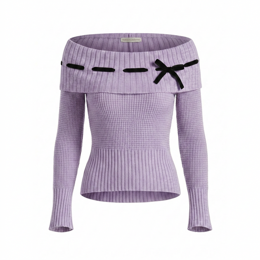 Lisette Merino off-shoulder top - Lavender