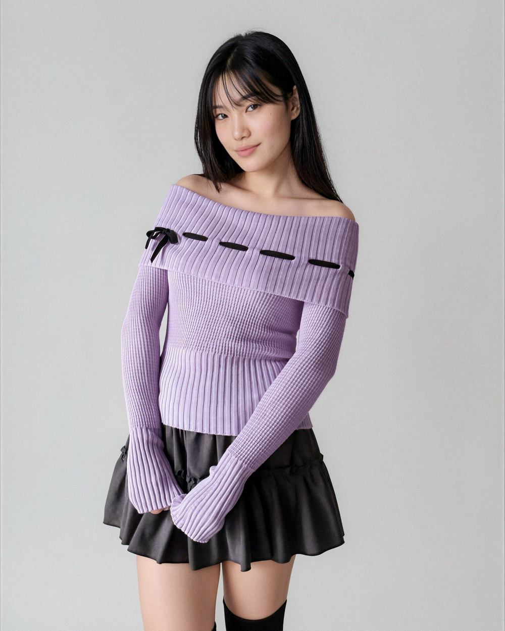 Lisette Merino off-shoulder top - Lavender