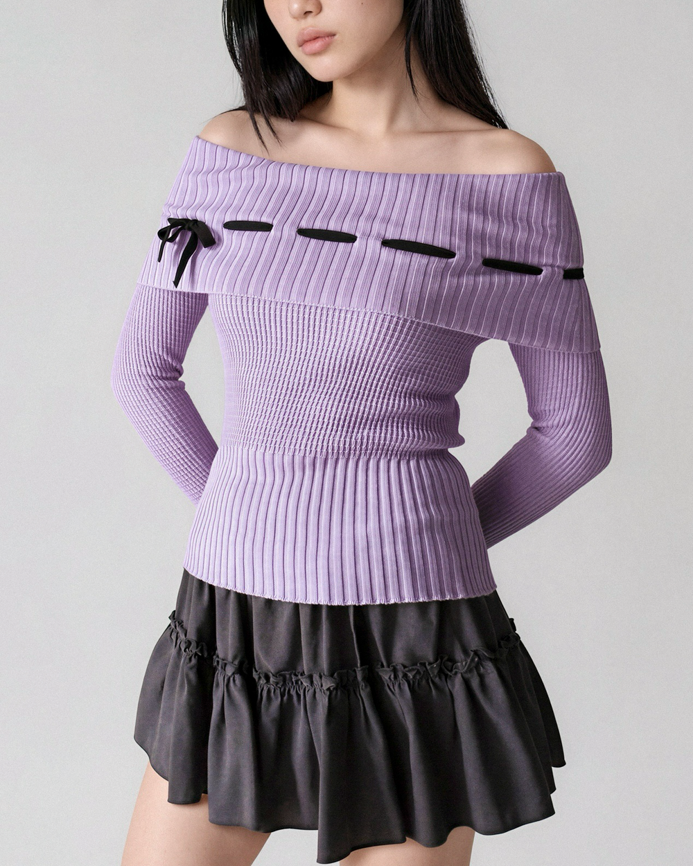 Lisette Merino off-shoulder top - Lavender