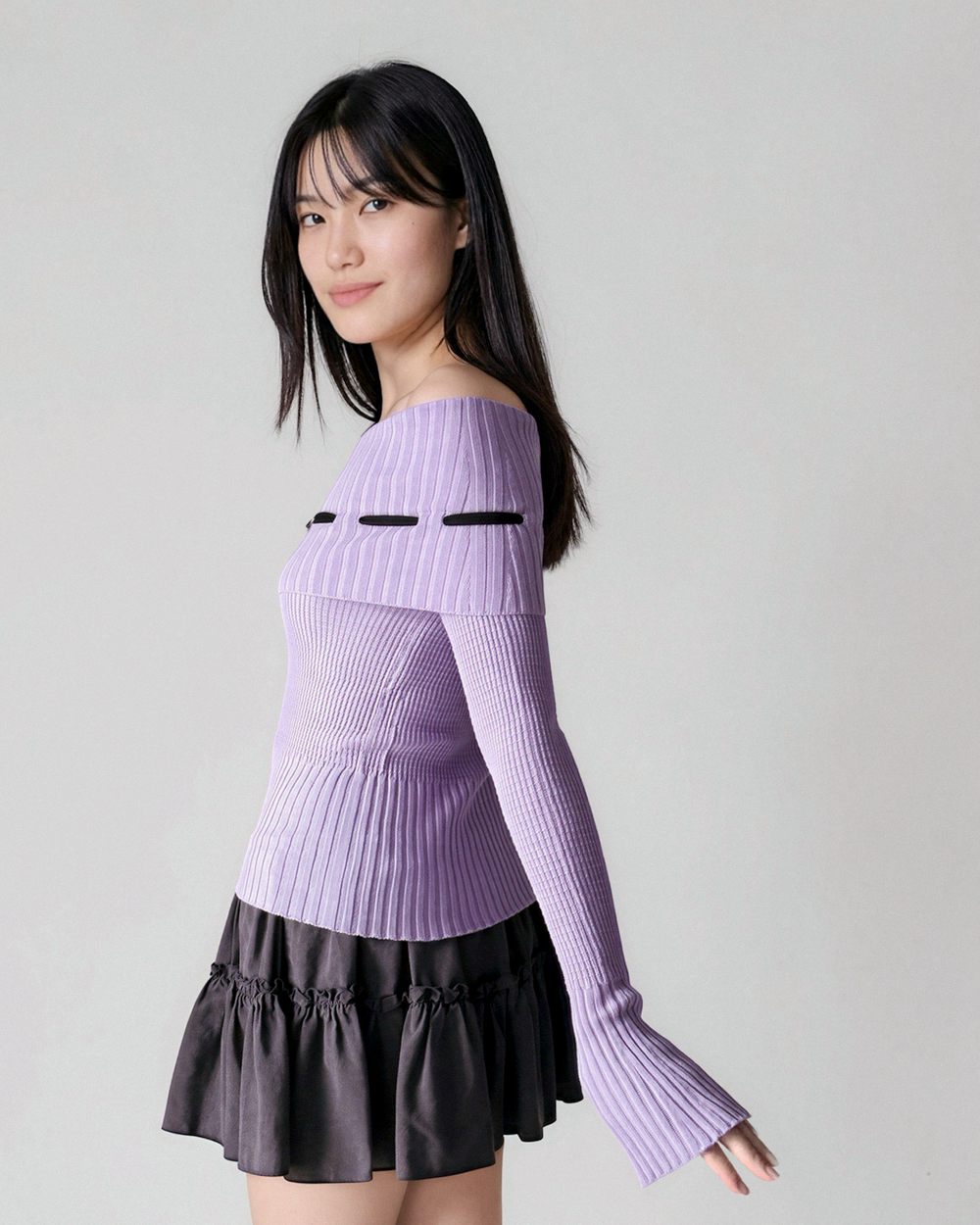 Lisette Merino off-shoulder top - Lavender