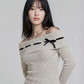 Lisette Merino off-shoulder top - Light grey