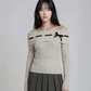 Lisette Merino off-shoulder top - Light grey