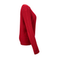 Red pointelle knitted long sleeve sweater on a white background - side view