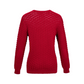 Red pointelle knitted long sleeve sweater on a white background - back view