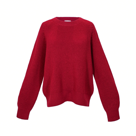 Maisie Merino popcorn pullover - Crimson