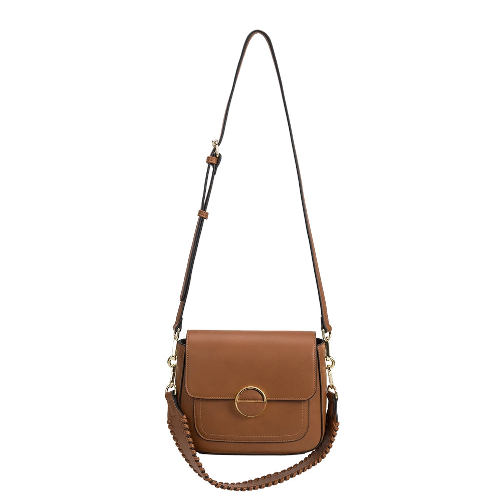 Darlene Recycled Vegan Shoulder Bag in Saddle