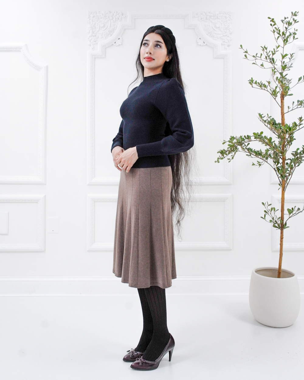 Juliet knit midi skirt - Taupe