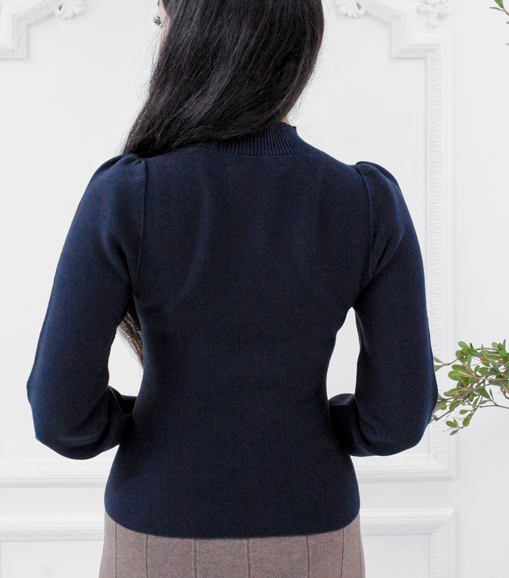 Meryl knit bishop top - Navy