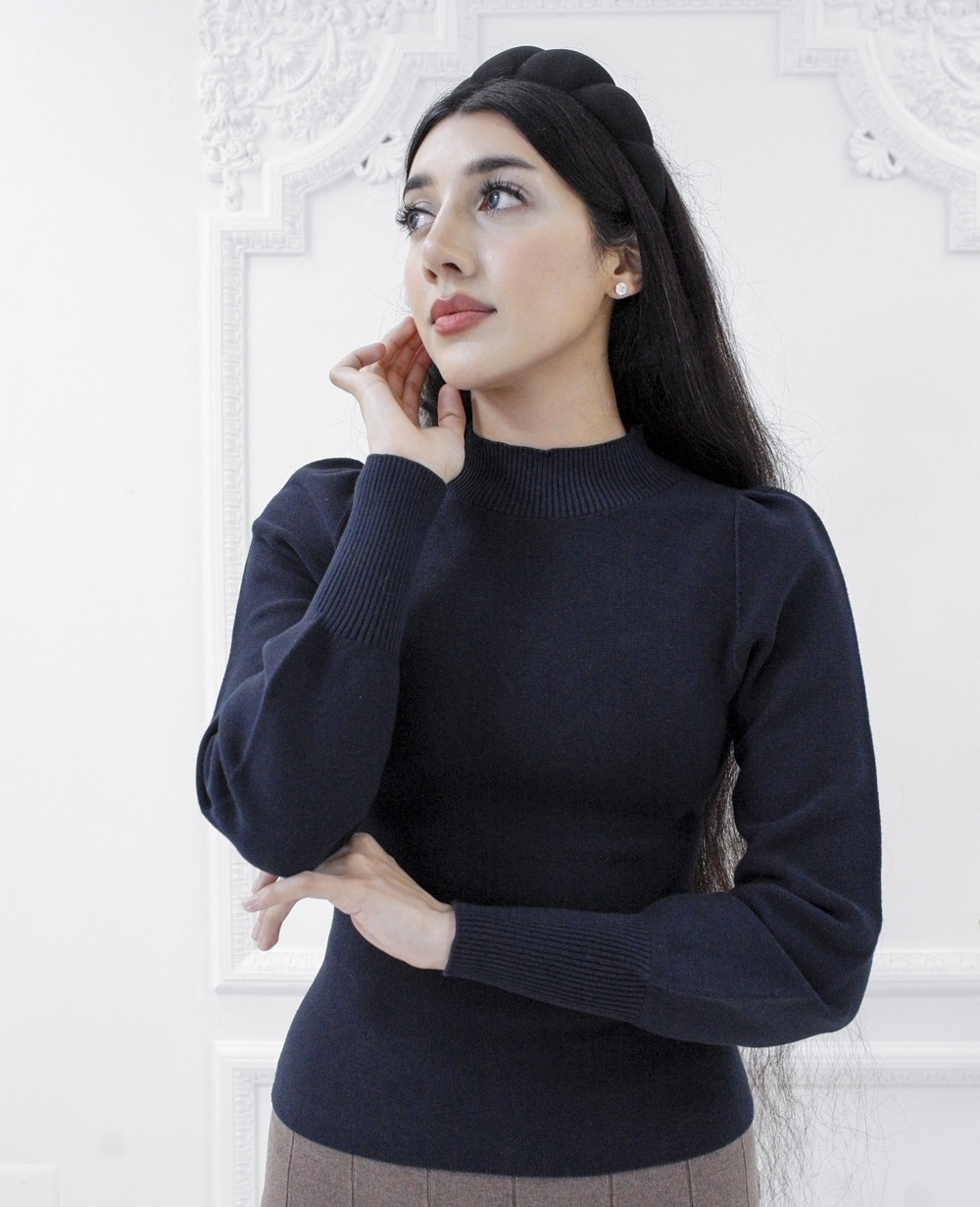 Meryl knit bishop top - Navy