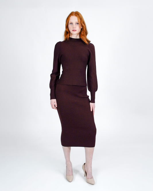 Gracie performance stretch midi skirt - Oxblood